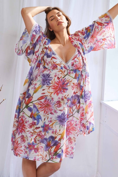 Cottonreal Lilly Flora Cotton Lawn Strappy Lounger Nightdress