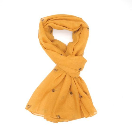 Pure Fashions Bee Outlines Scarf Mustard