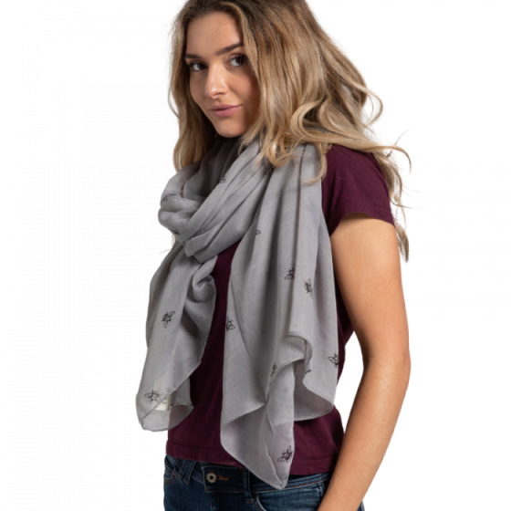 Pure Fashions Bee Outlines Scarf Mid Grey