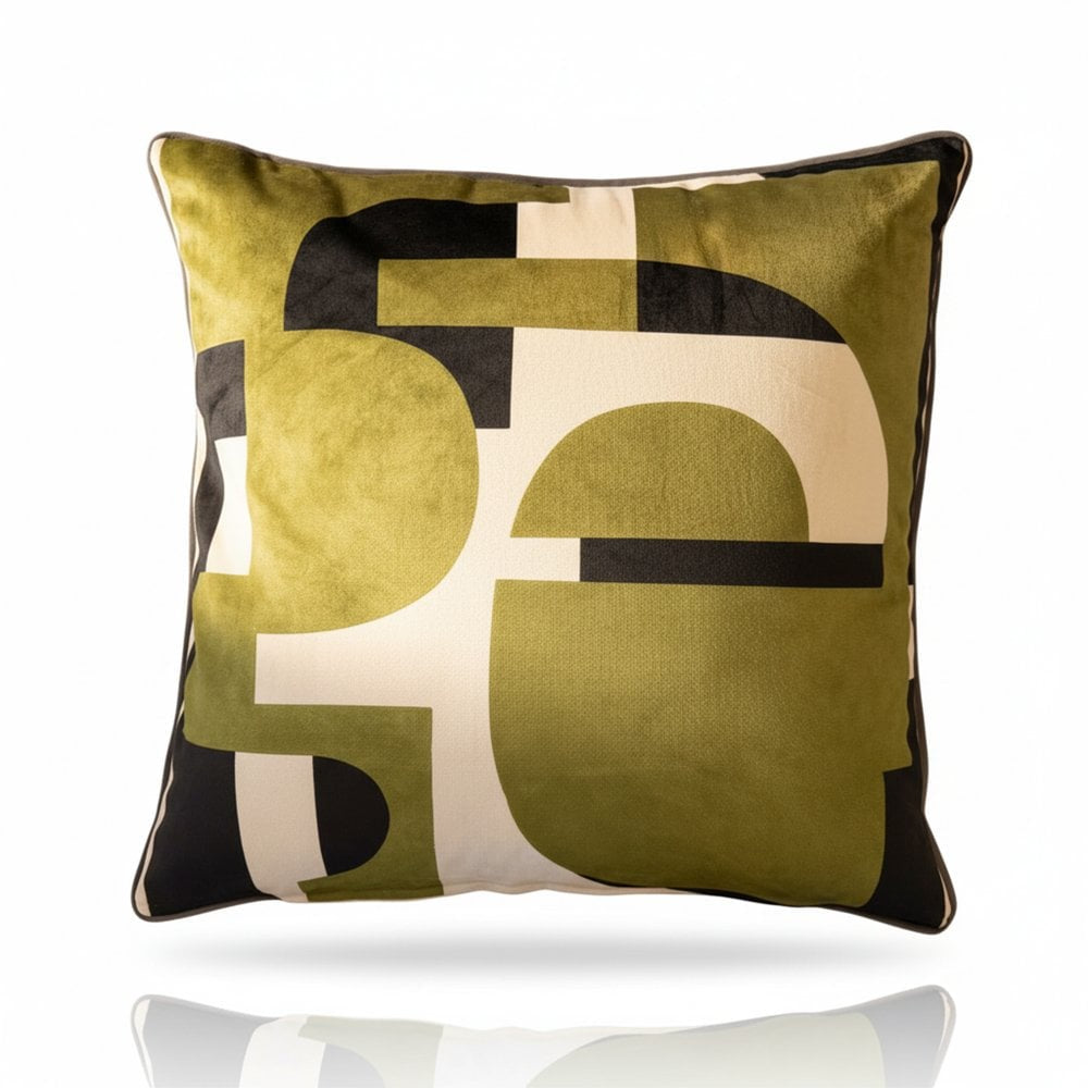Abstract Matcha Haze Feather Filled Cushion