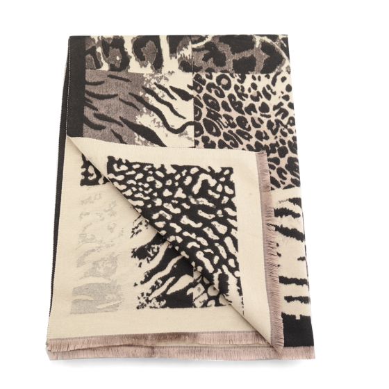 Pure Fashions Animal Prints Scarf Black