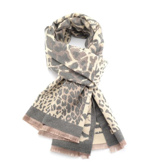 Pure Fashions Animal Prints Scarf Grey