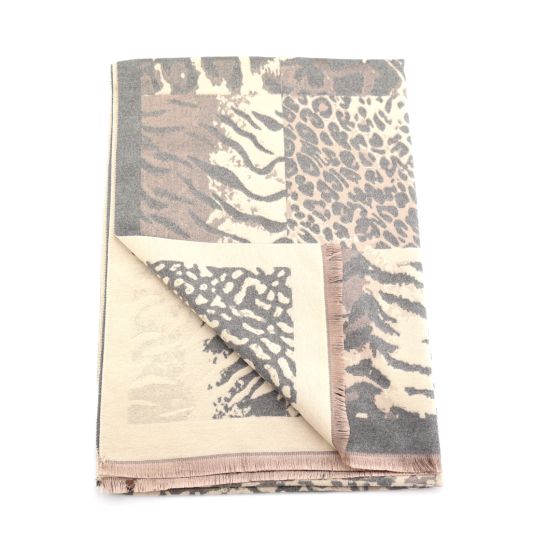 Pure Fashions Animal Prints Scarf Grey