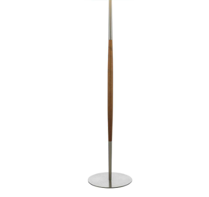 Detroit Walnut Satin Base Floor Lamp with Ivory Faux Silk Oval Shade