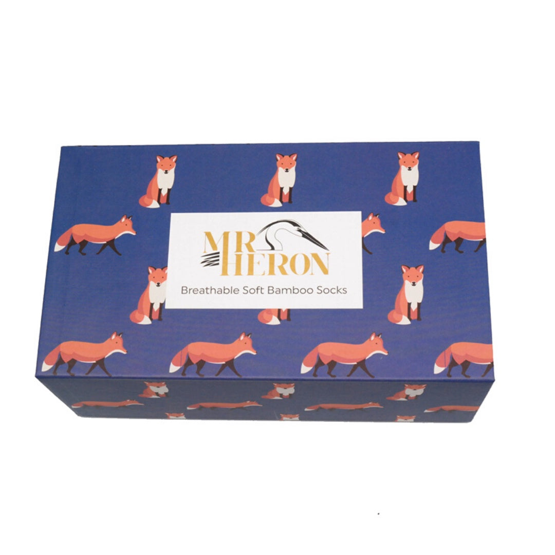 Mr Heron Foxes Socks Box  3 Pairs