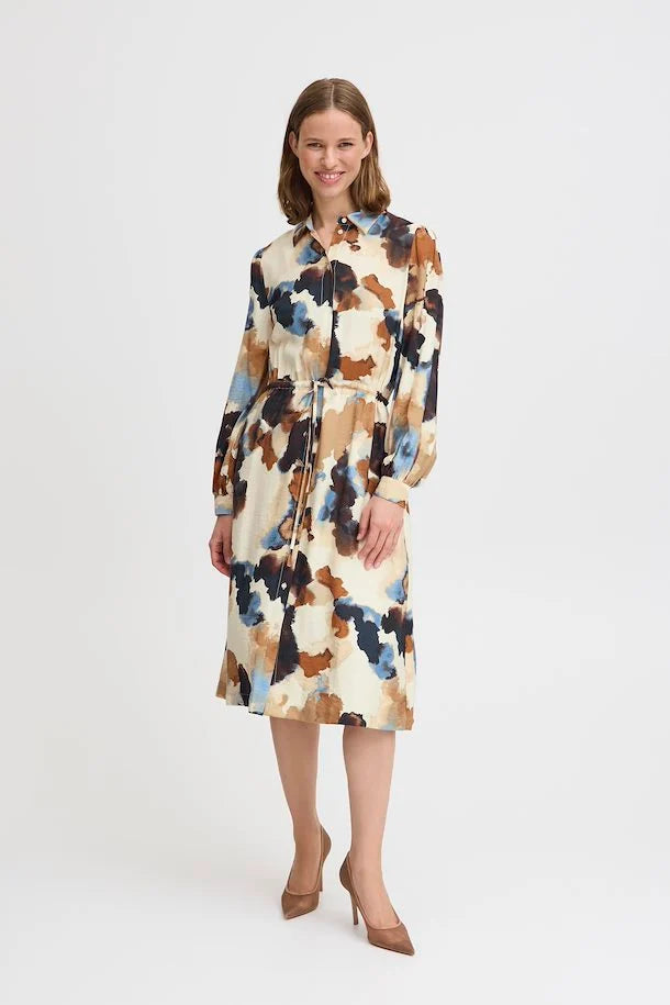 b.young Ihamma AOP Shirt Dress Birch Watercolor Mix