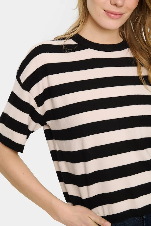 Saint Tropez Fika Striped Pullover Black