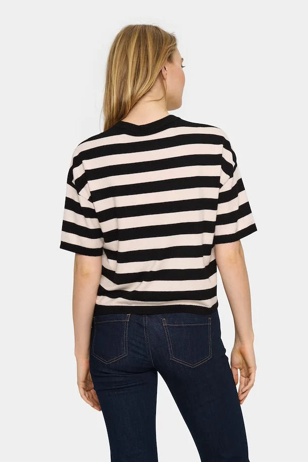 Saint Tropez Fika Striped Pullover Black