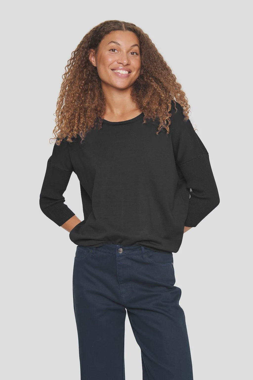 Saint Tropez Mila R-Neck Pullover Black