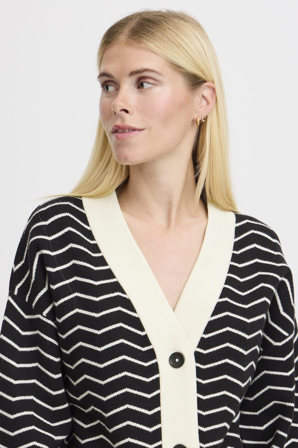 b.young Otari Zig Zag Cardigan Black Mix