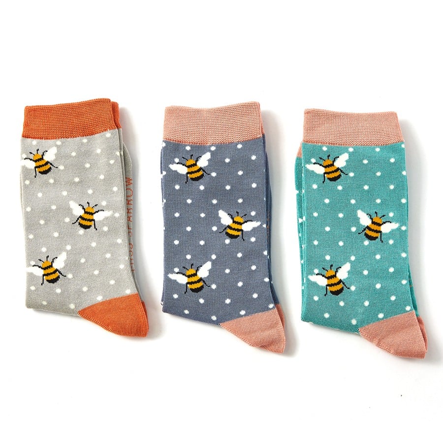 Miss Sparrow Bumble Bees Socks Box  3 Pairs