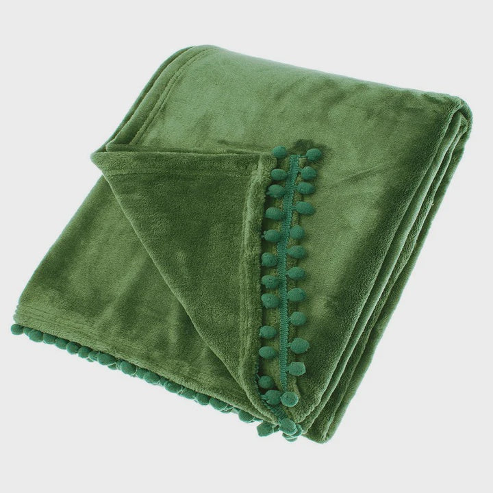 Walton & Co- Cashmere Touch Fleece Throw Olive