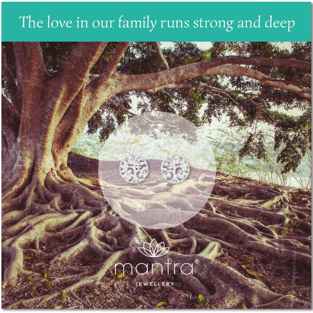 Mantra Family Tree Earrings | Sterling Silver