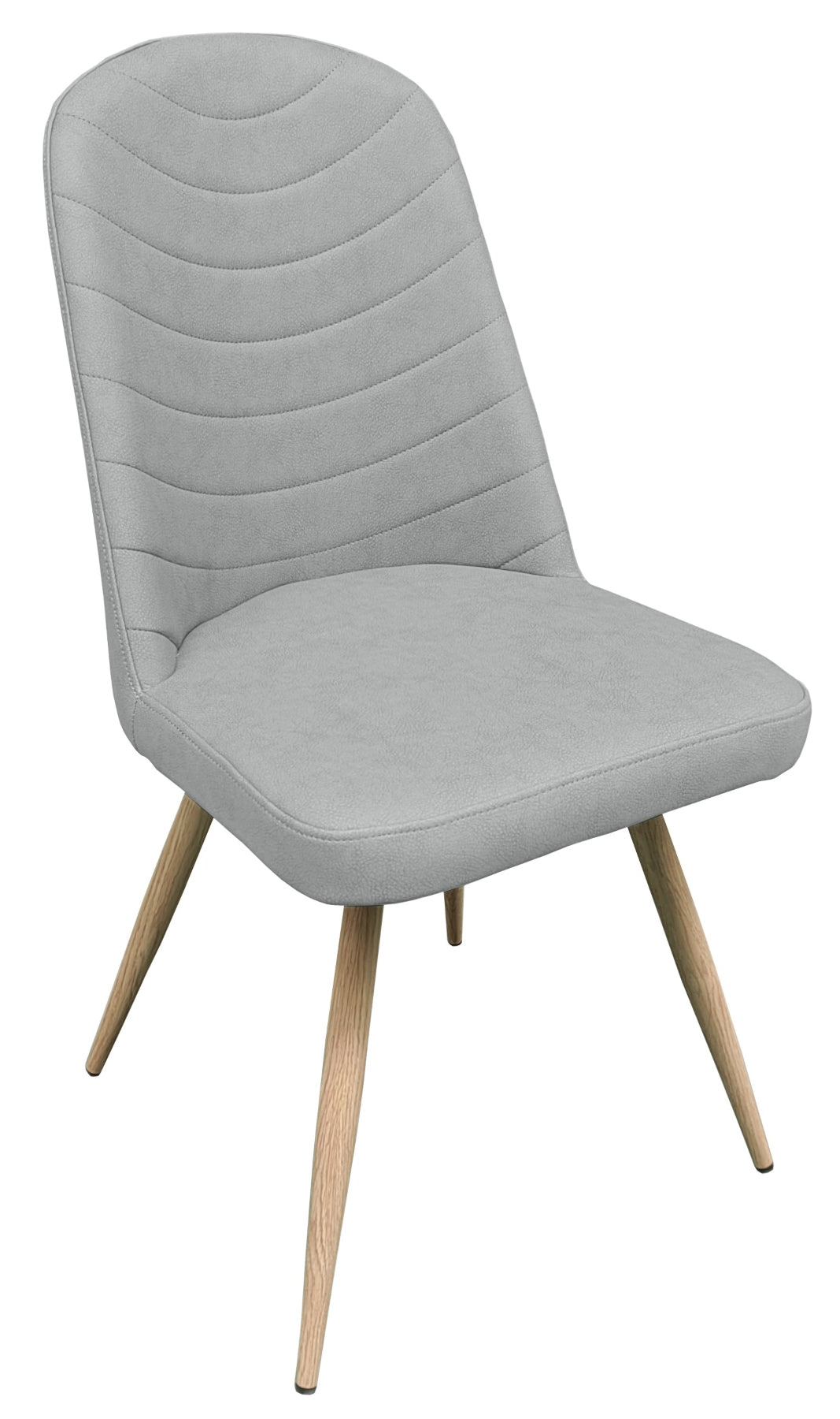 Sweden Sale Small Ext Table And Six Pu  Curved Top Light Grey Chairs