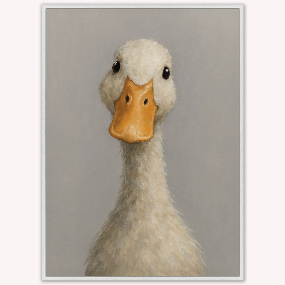 Small Duck Canvas Picture In White Frame