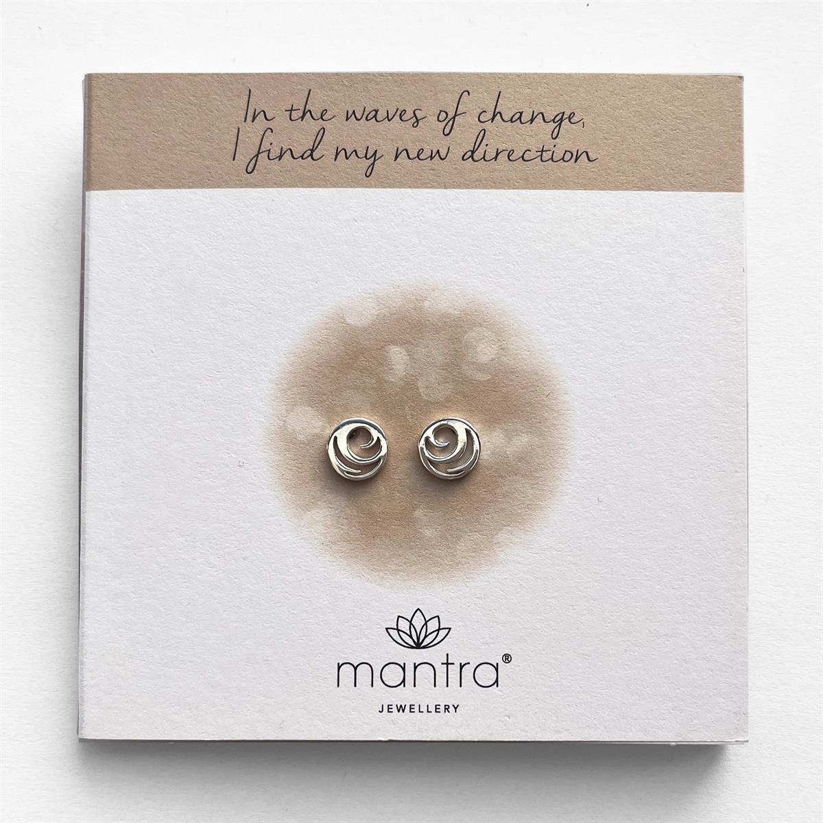 Mantra Wave Earrings | Sterling Silver