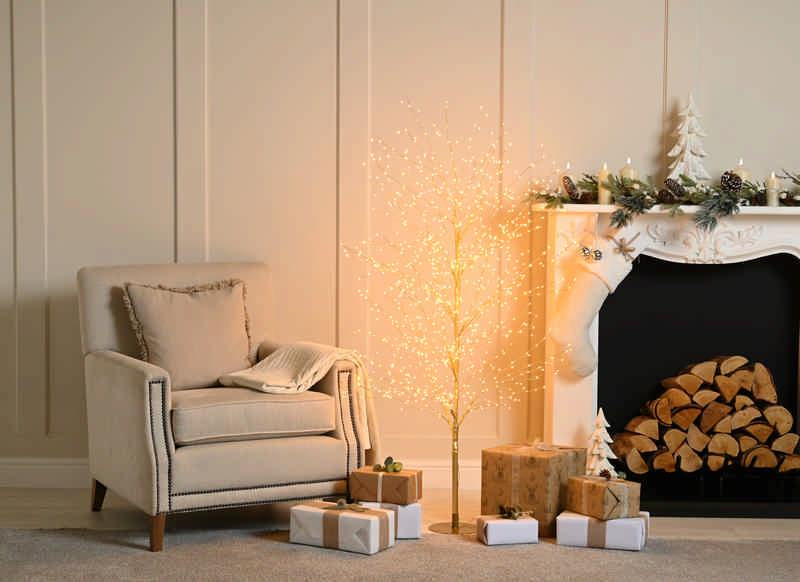 150cm gold micro dewdrop tree - trad warm white