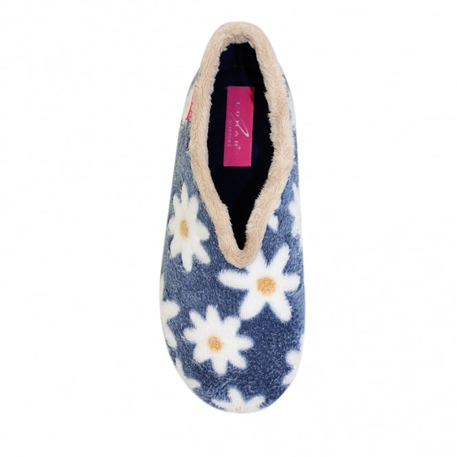 Lunar Daisy Blue Slipper with Daisy Pattern