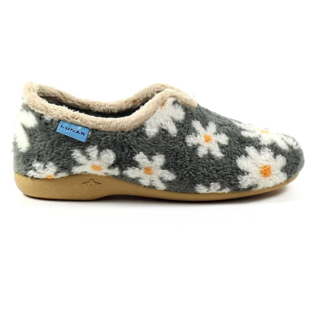 Lunar Daisy Grey Slipper With Daisy Pattern