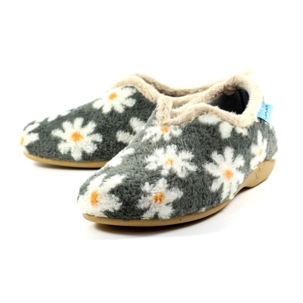 Lunar Daisy Grey Slipper With Daisy Pattern