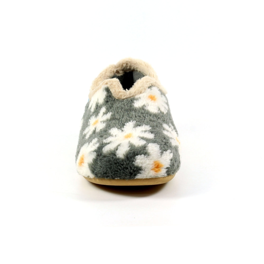 Lunar Daisy Grey Slipper With Daisy Pattern