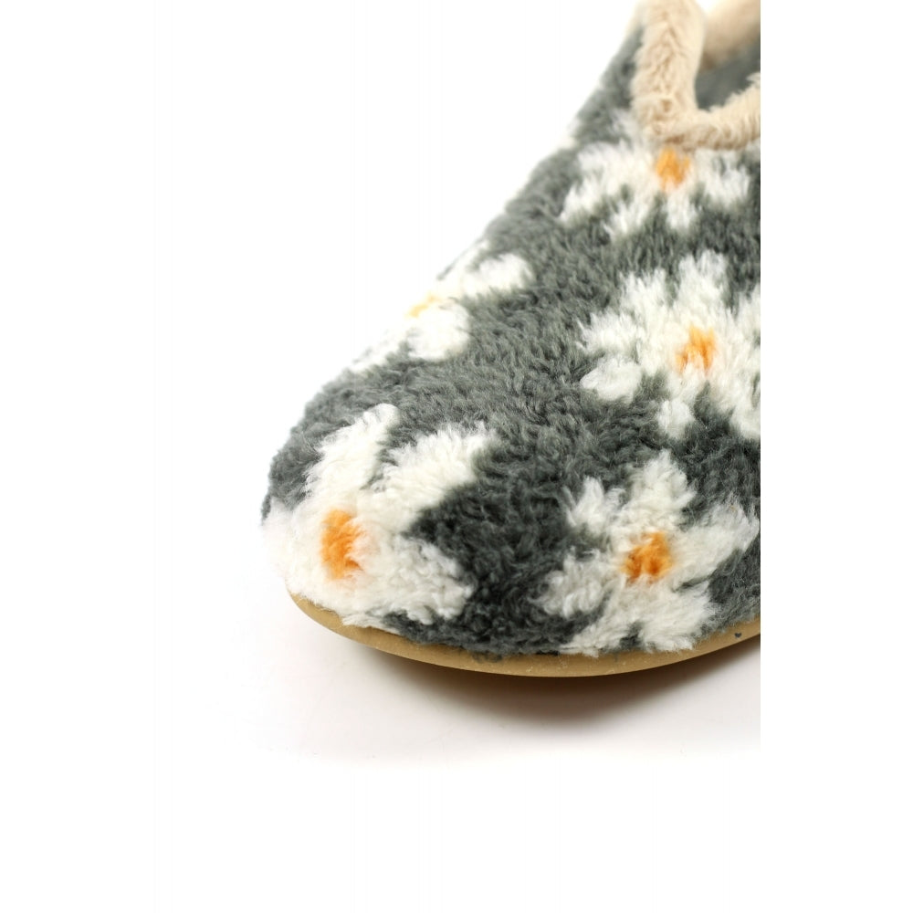 Lunar Daisy Grey Slipper With Daisy Pattern