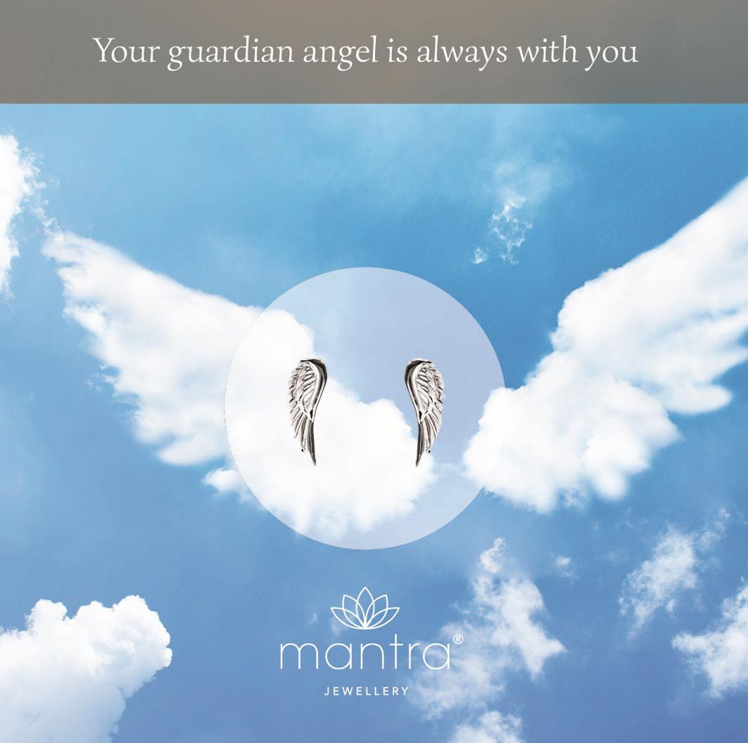 Mantra Angel Wing Earrings | Sterling Silver