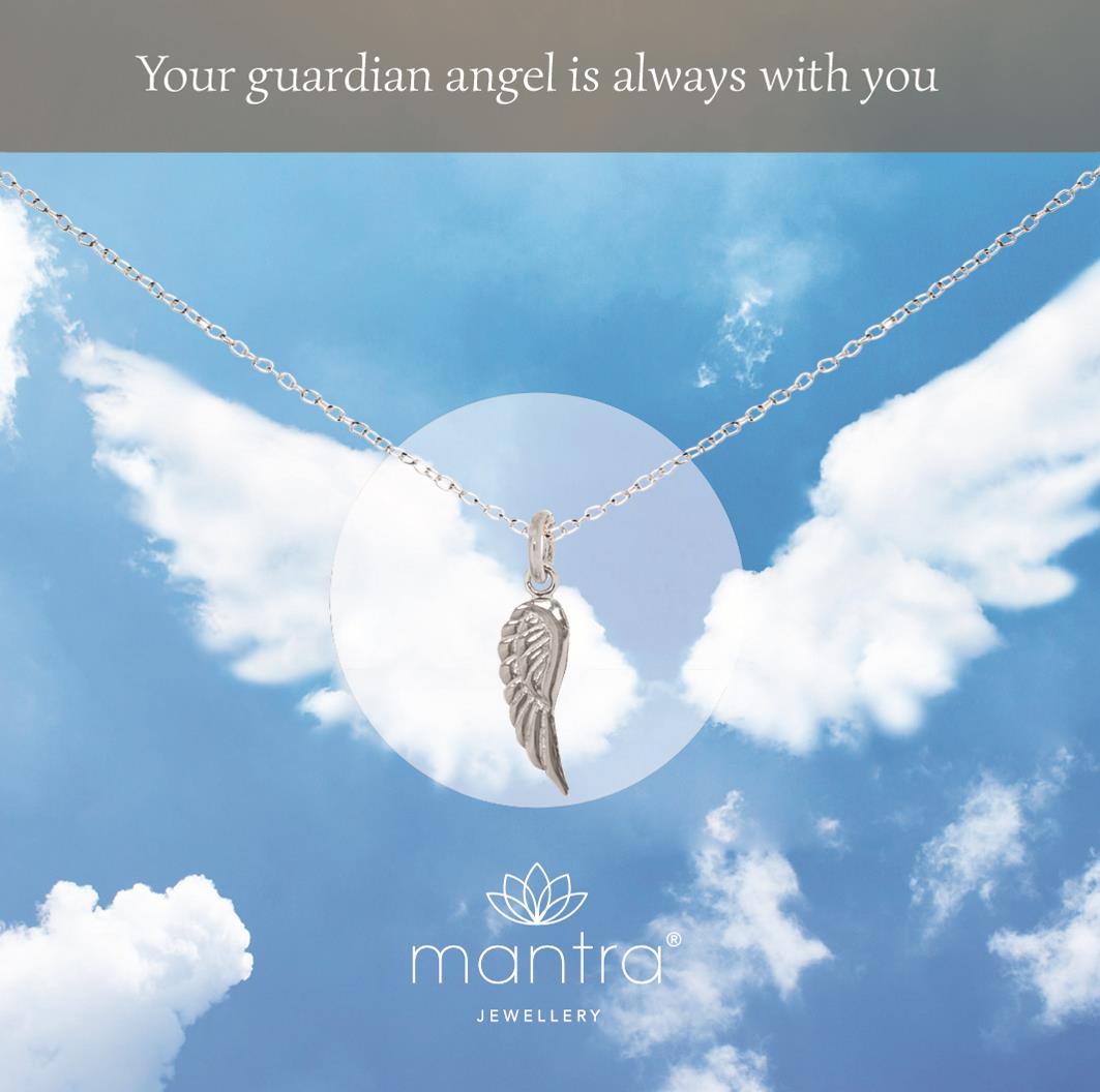Mantra Angel Wing  Necklace | Sterling Silver