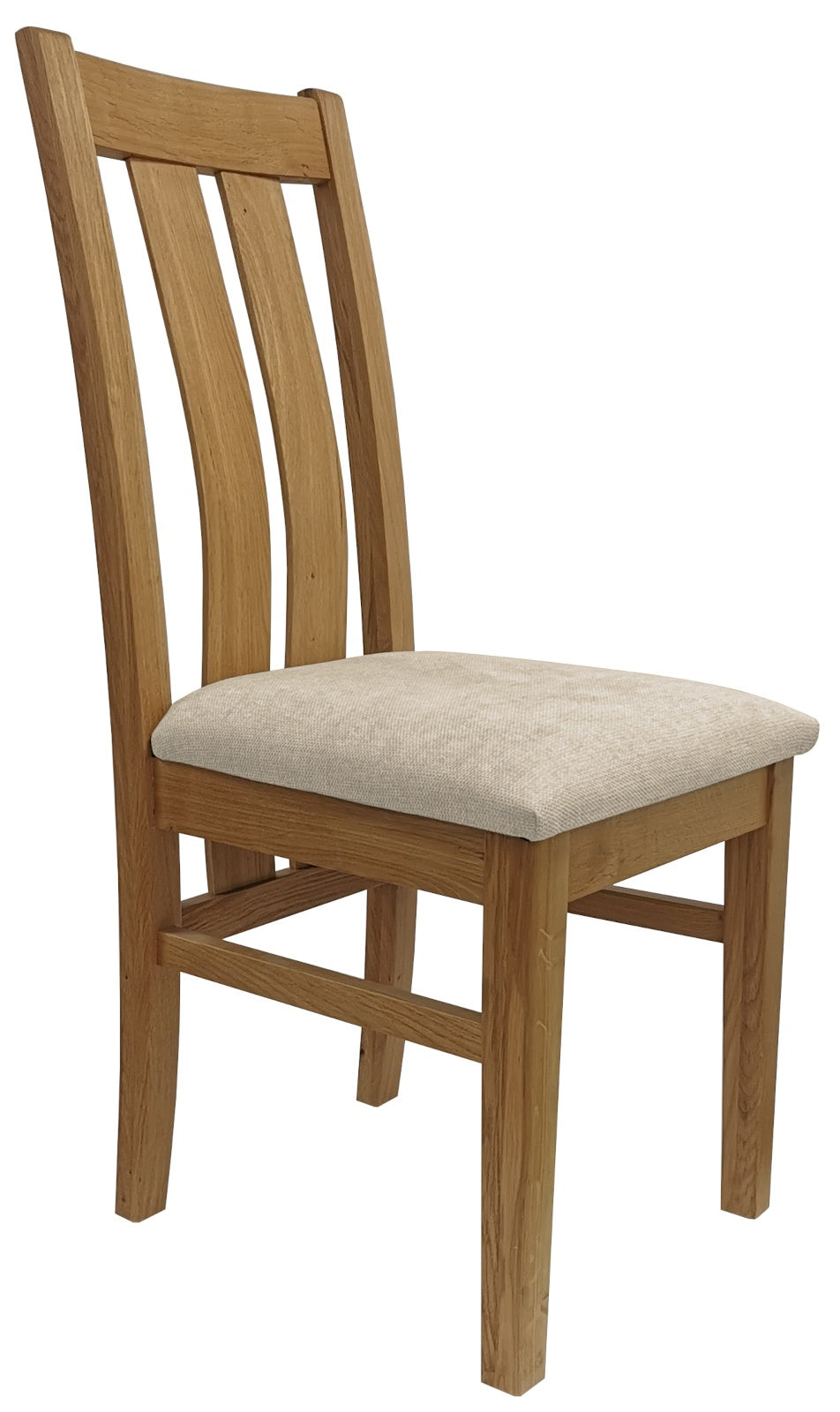 Eltham Oak Slatted Dining Chair With Natural Pad. Sold In Pairs