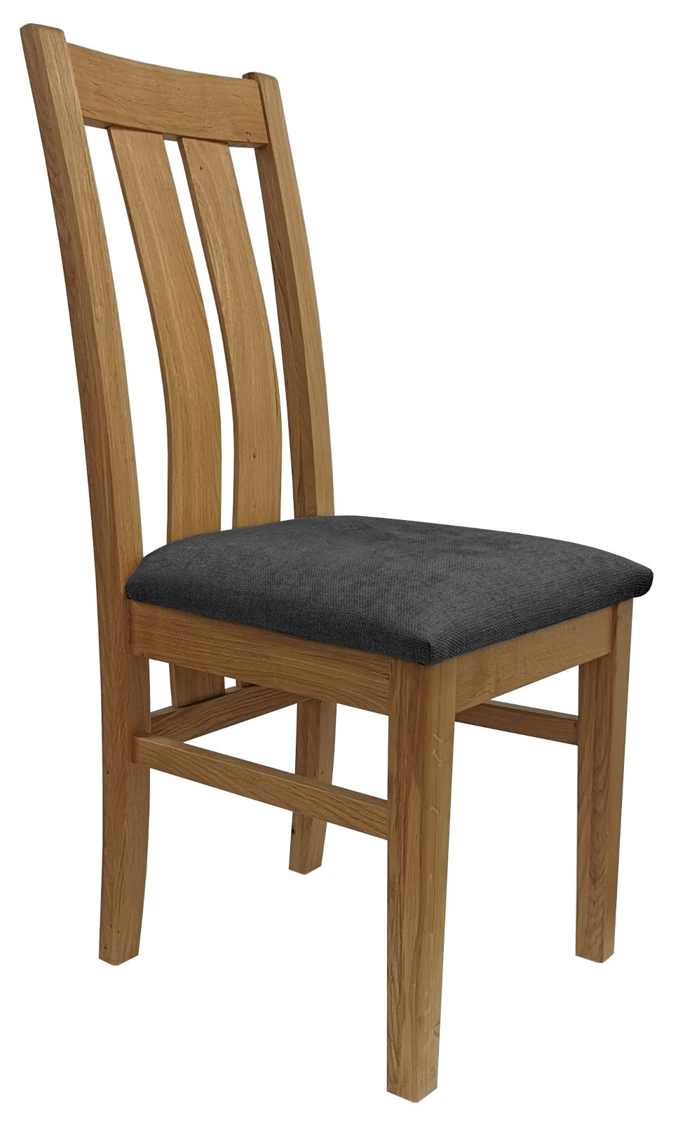 Eltham Oak Slatted Dining Chair With Dark Grey Pad Sold In Pairs