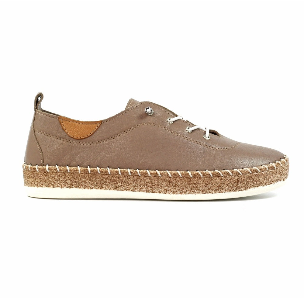 Lunar Evie Taupe Lea. Plimsoll