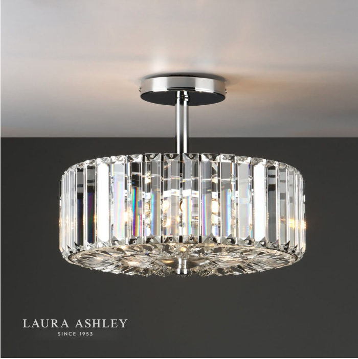 Laura Ashley Fernhurst Polished Chrome 3 Light Art Deco Ceiling Light  LA3621343-Q