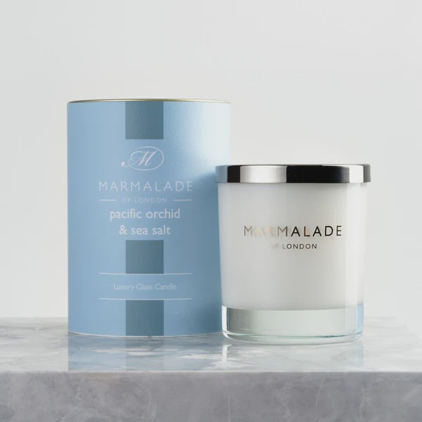 Pacific Orchid & Sea Salt Glass Candle by Marmalade of London