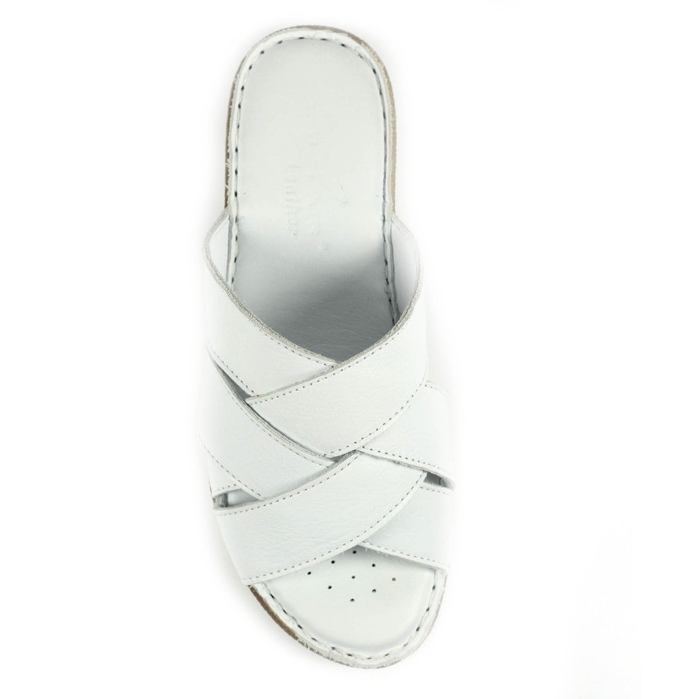 Lunar Gwen White Leather Sandal