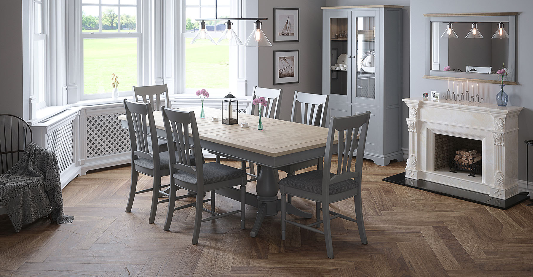 Pewter Oak Dining Chair