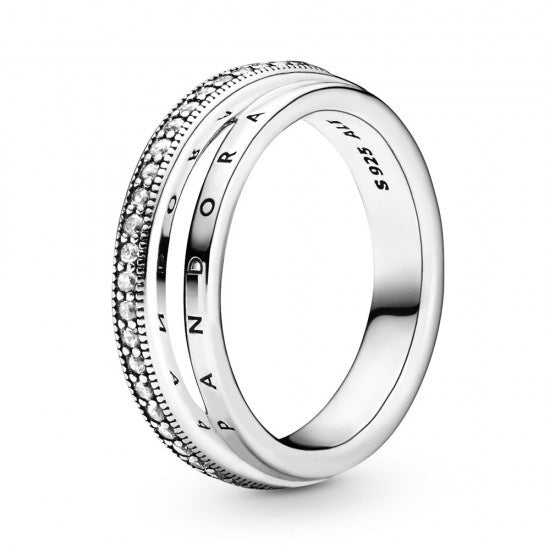 Pandora Crossover Triple Pave Band Ring