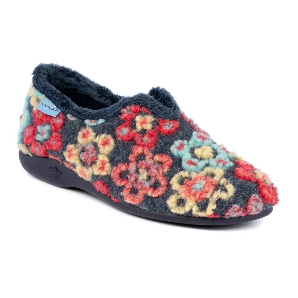 Lunar Hippy Navy Flower Full Slipper