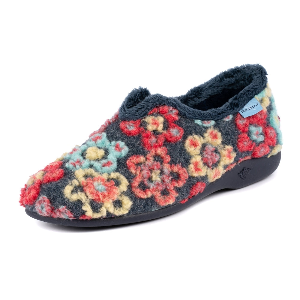 Lunar Hippy Navy Flower Full Slipper