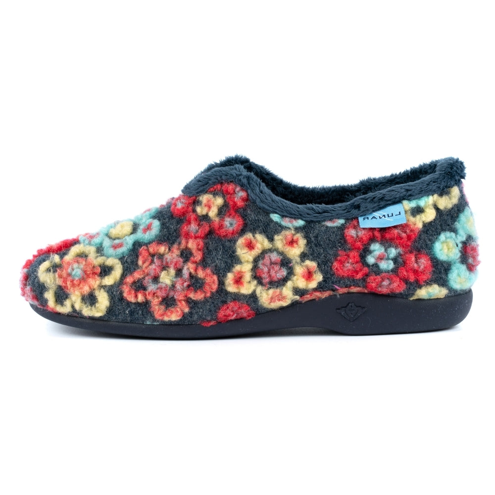 Lunar Hippy Navy Flower Full Slipper