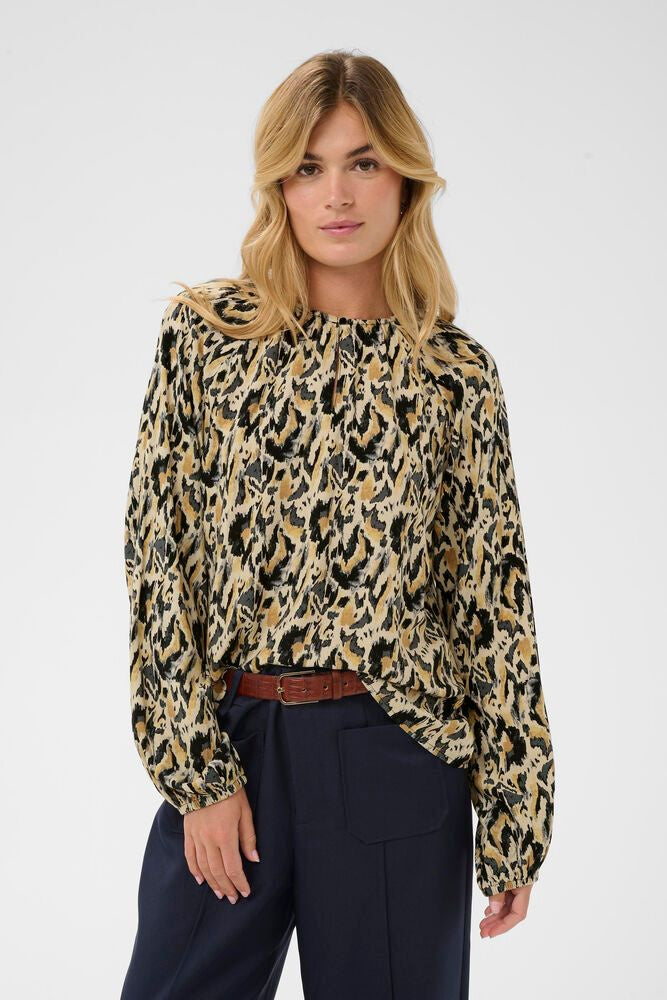 Saint Tropez Osina Blouse Tannin Blurry Animal