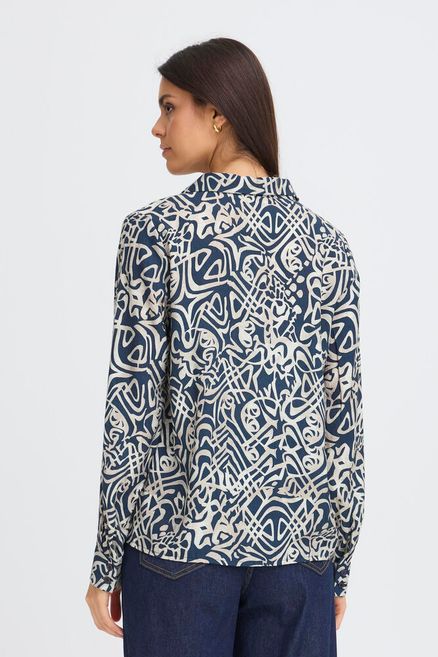 Fransa Ariana Blouse Art Lines Navy