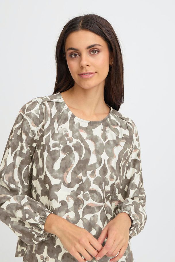 Fransa Ariana Blouse Boho Bloom Smokey Olive