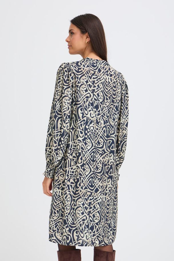 Fransa Ariana Dress Art Lines Navy