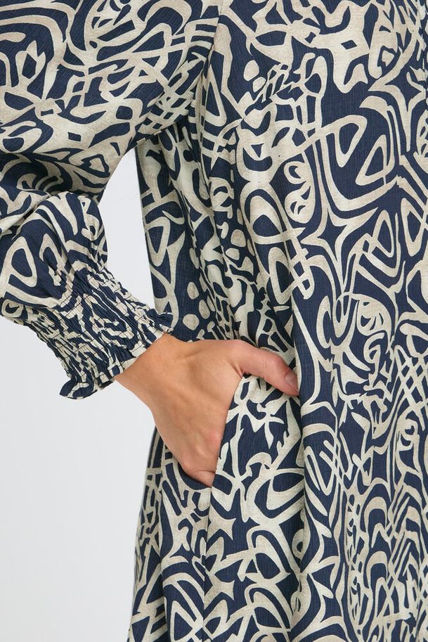 Fransa Ariana Dress Art Lines Navy