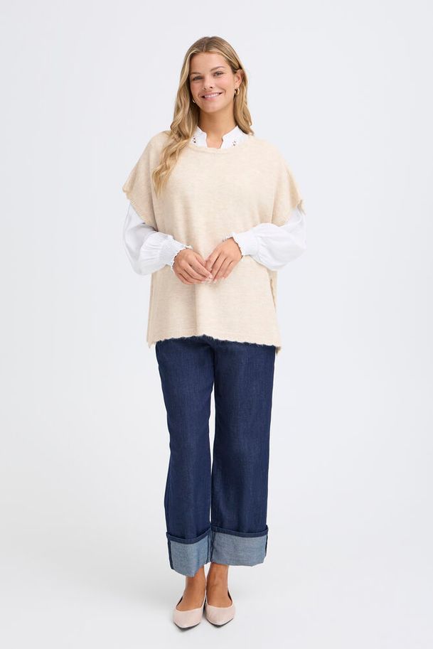 Fransa Elise Poncho Oatmeal Melange