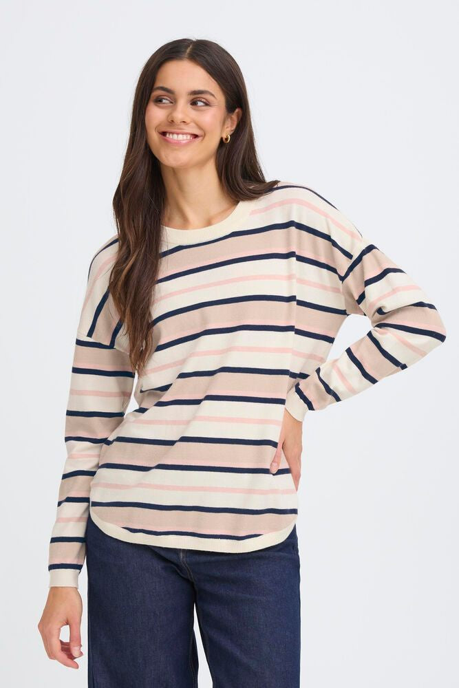 Fransa Melani Pullover Rose Smoke Stripe