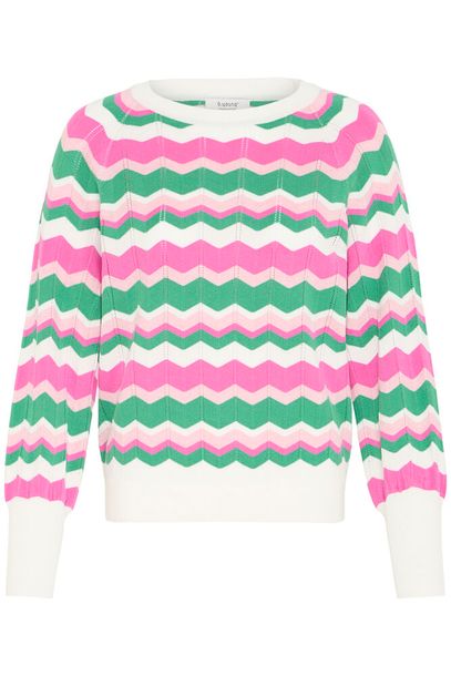 b.young Mmorla Long Cuff Zig Zag Pullover Phlox Pink Zig Zag