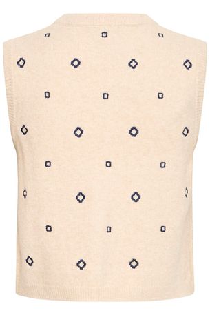 b.young Nadika Emb Vest Oyster Gray Geometric Emb