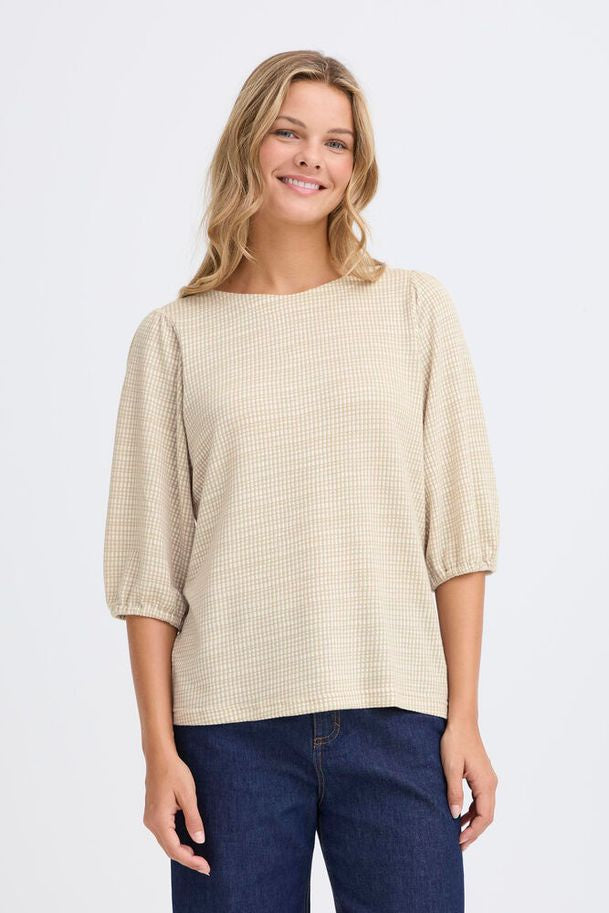 Fransa Niala T-Shirt Oxford Tan Check