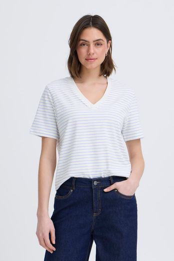 Fransa Feba T-Shirt White / Hydrangea Stripe